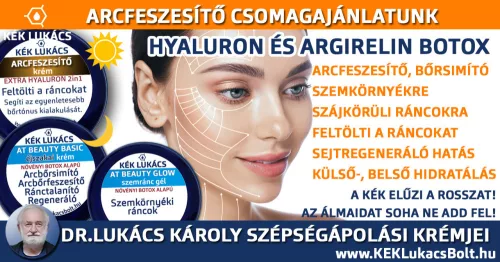 Kék Lukács Prémium Arcfeszesítő csomagajánlatunk (Arcfeszesítő nappali, At Beauty Éjszakai és Szemránc gél)