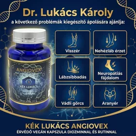   Kék Lukács Angiovex Érvédő 60 db Vegán Kapszula Diozminnal és Rutinnal (Lábzsibbadás, Nehézláb érzet, Aranyér)