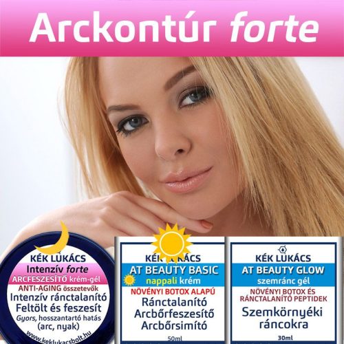 Kék Lukács Prémium Arckontúr forte csomagajánlatunk (Intenzív Arcfeszesítő forte + Prémium At Beauty Nappali + Prémium Szemrácgél )
