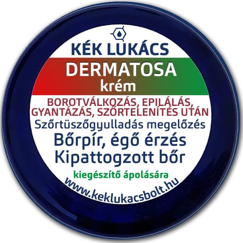 Kék Lukács Dermatosa borotválkozás, szőrtelenítés utáni frissítő krém (kipattogzott bőr, szőrtüszőgyulladás) 30ml