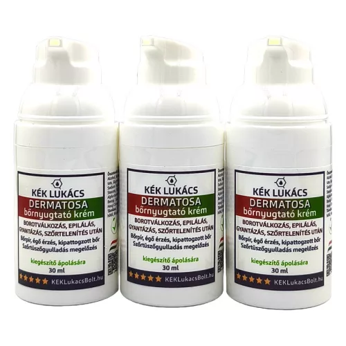 Kék Lukács Dermatosa borotválkozás, szőrtelenítés utáni frissítő krém (kipattogzott bőr, szőrtüszőgyulladás) 30ml
