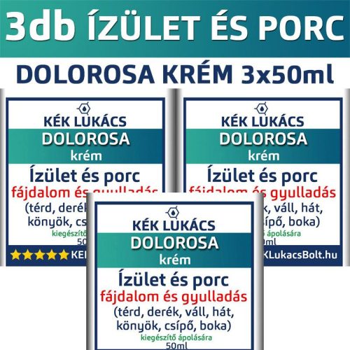 Kék Lukács Ízület és Porc (térd, váll, csípő, hát, derék) Dolorosa krém 3 darabos csomagajánlatunk