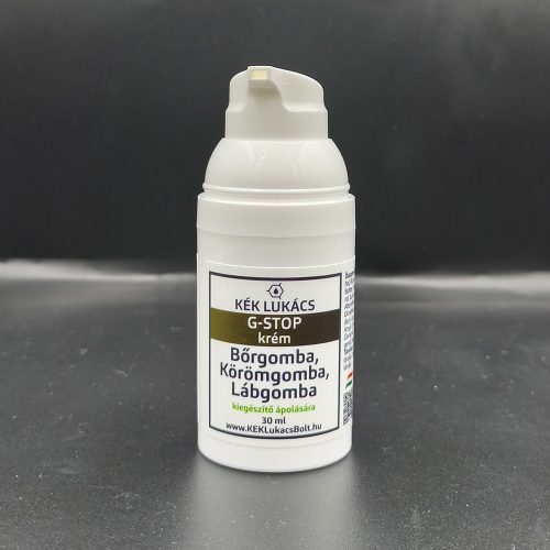 Kék Lukács G-STOP krém lábgomba, a körömgomba és a bőrgomba. Természetes összetevőivel támogatja az egészséges körmöket. Megújult csomagolásban.