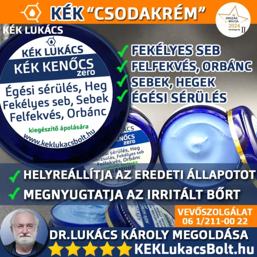 Kék Lukács Kék Kenőcs ZERO új tégelyben (felfekvés, fekélyes seb, égési sérülés) eredeti, hitelesített 30ml