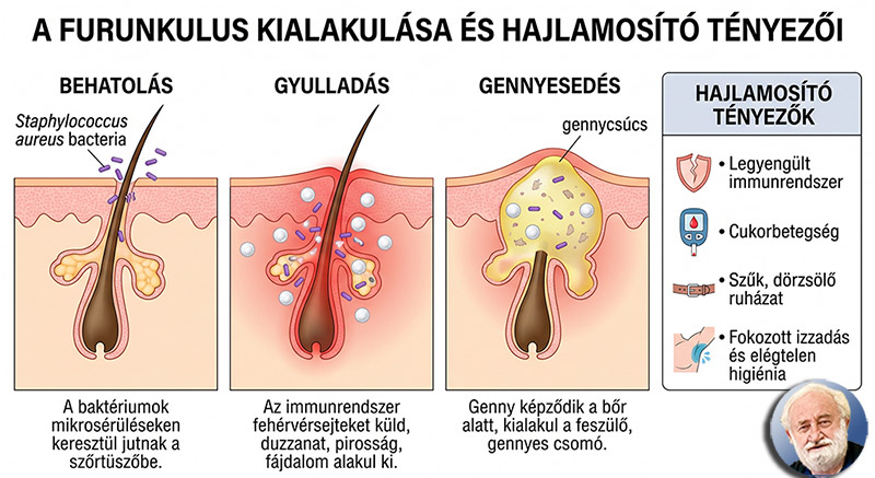 Furunkulus mikor és hogyan alakul ki? Hajlamosító tényezők.